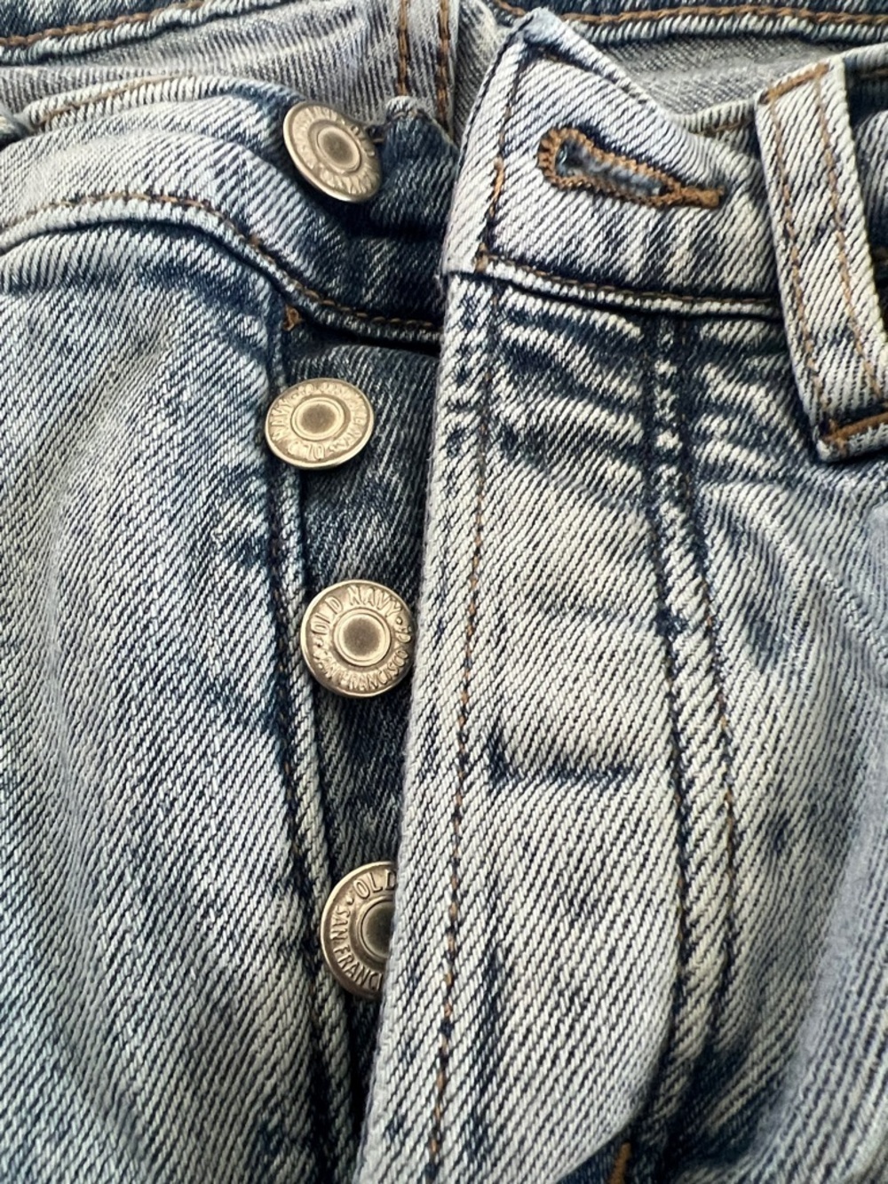 OLD NAVY Light Blue Straight-Leg High-Rise RAW HEM JEANS 👖 - Picture 2 of 7